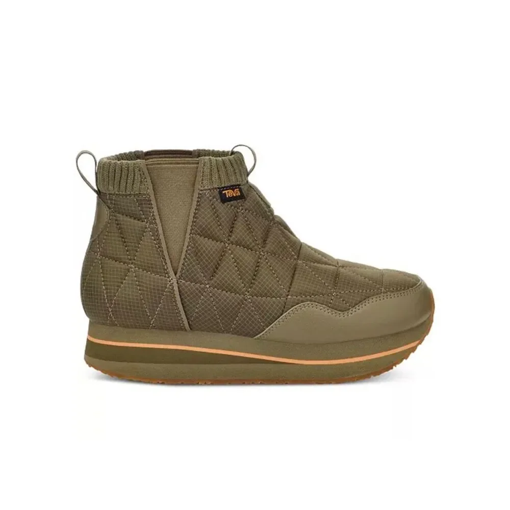 TEVA Burnt Olive ReEmber Quilted Slip-On Outdoor Comfort Mid Platform Booties 10